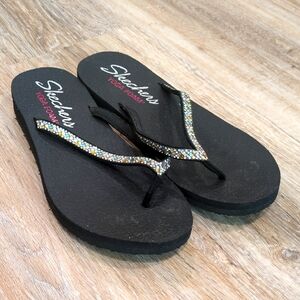 Skechers Black Rhinestone Sandals Women's size 9